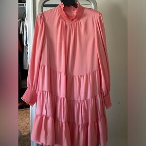 Alex Marie Lily tiered turtleneck long blouson sleeve Aline dress Guava size 22W